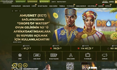 Grand Pasha Bet ana sayfa arayüzü